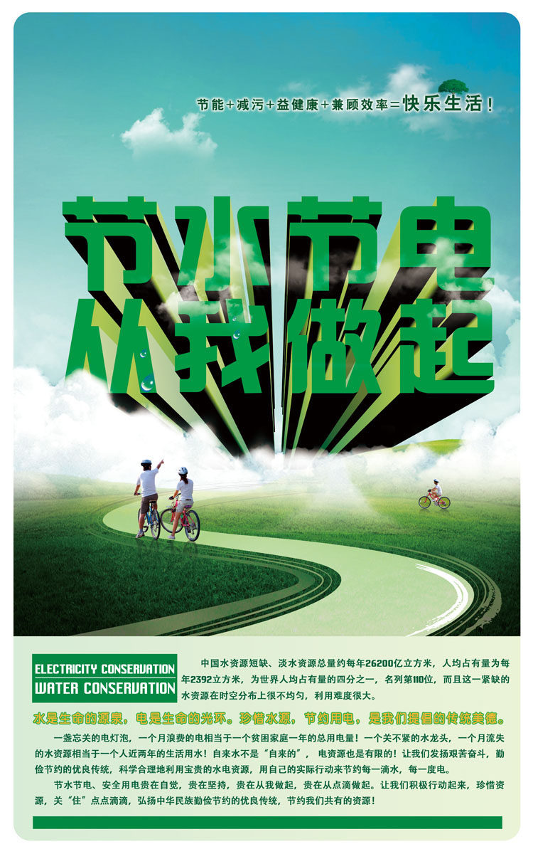 590摆件海报印制展板素材贴纸781节约用水节电从我做起