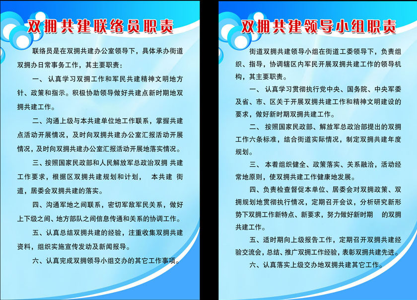 593海报印制展板喷绘素材贴纸图片227双拥共建联络员领导小组职责
