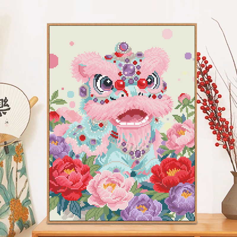 十字绣2025新款线绣客厅刺绣国潮醒狮卧室玄关手工绣棉线