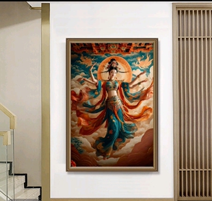 彩丽绮十字绣梦幻大唐01284新款竖版满绣客厅玄关人物线绣画