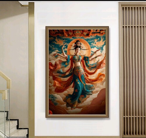 彩丽绮十字绣梦幻大唐01284新款竖版满绣客厅玄关人物线绣画
