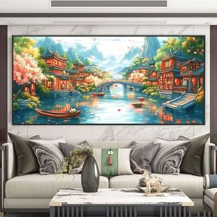 忆江南十字绣山水风景画古韵梦里江南水乡简约现代手工刺绣自己绣