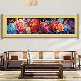 绣客厅卧室国色天香牡丹花 花晨月夕5.6米大幅满绣十字绣2024新款