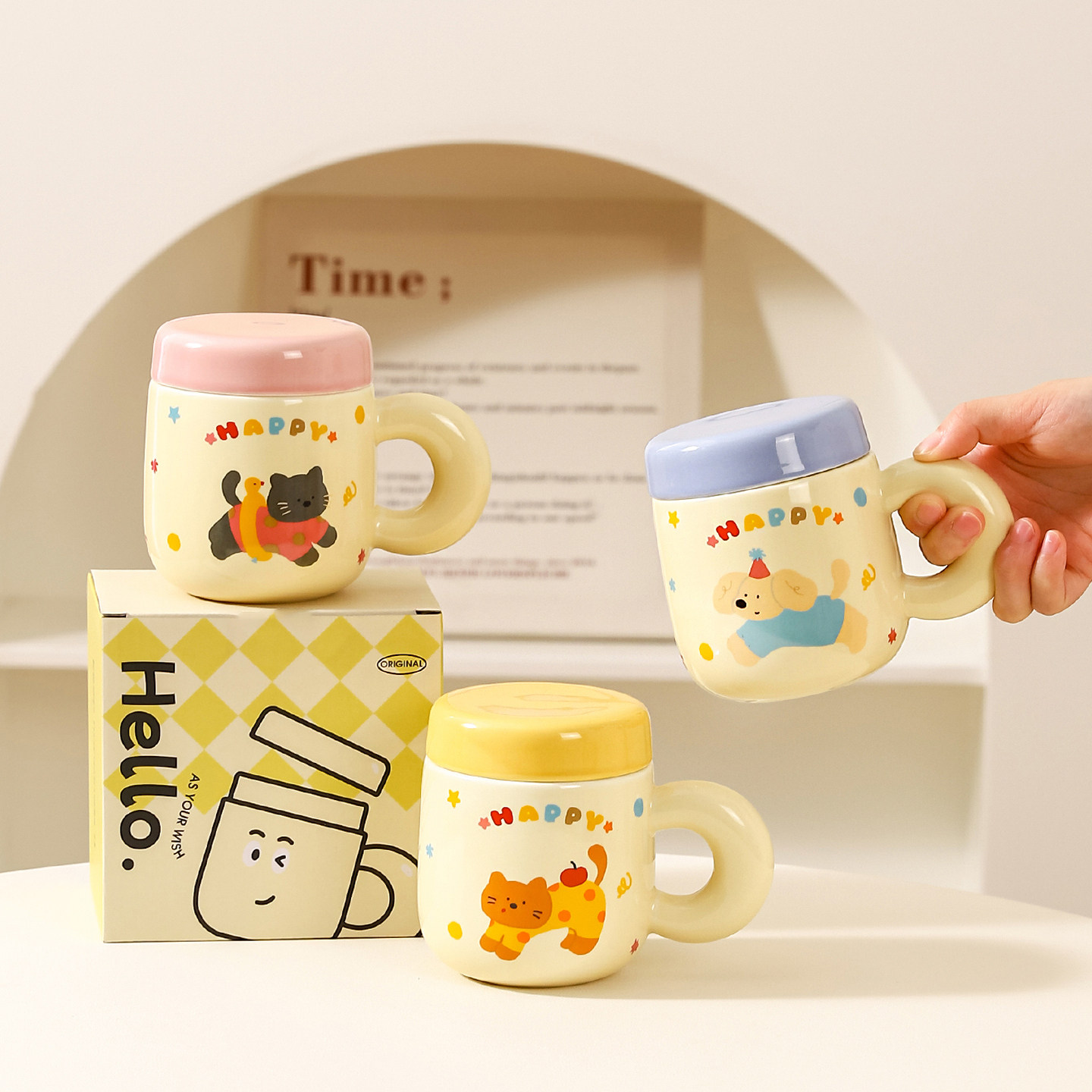 川岛屋马克杯带盖情侣水杯家用喝水大容量早餐杯女生高颜值陶瓷杯,餐饮具,马克杯,淘宝优惠券,粉丝福利购,淘宝优惠卷