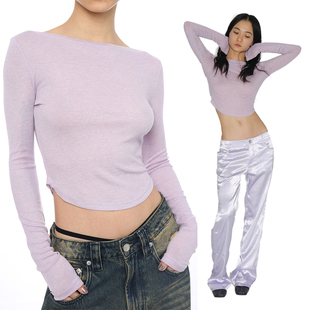 W&L｜显颈长 气质船领_早秋chao酥服体感微透天丝羊毛长袖