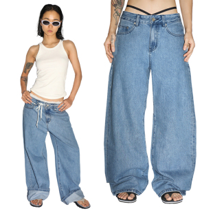 皆宜无性别少年感低腰弧形牛仔裤 W&L｜纯净天空蓝 质精形简四季