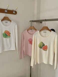 薄款 现货～egg韩国东大门鸡蛋家 水果印花 长袖 T恤上衣防晒衫