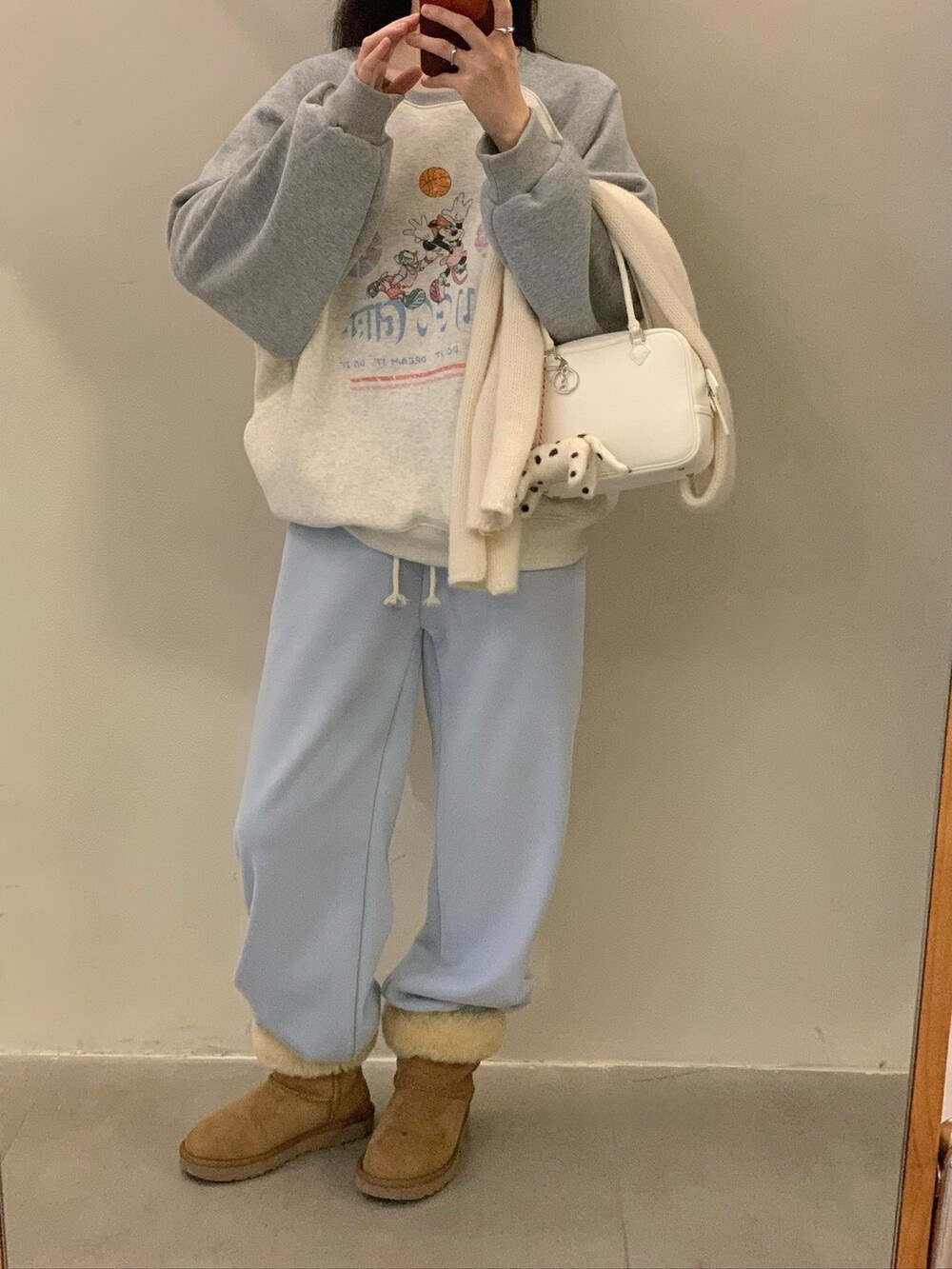 韩国东大门宽松加绒卫裤