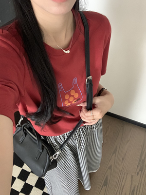 可爱橘子印花休闲宽松短袖T恤