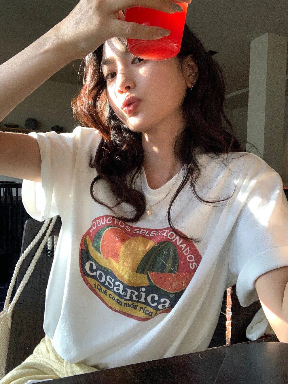 现货！egg家韩国东大门 水果西瓜印花休闲宽松短袖圆领T恤上衣女