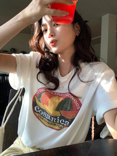 水果西瓜印花休闲宽松短袖 圆领T恤上衣女 Had家韩国东大门 现货