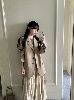 秋上新！ara-r家韩国东大门 质感外套纯色简约韩系中长款西装F331