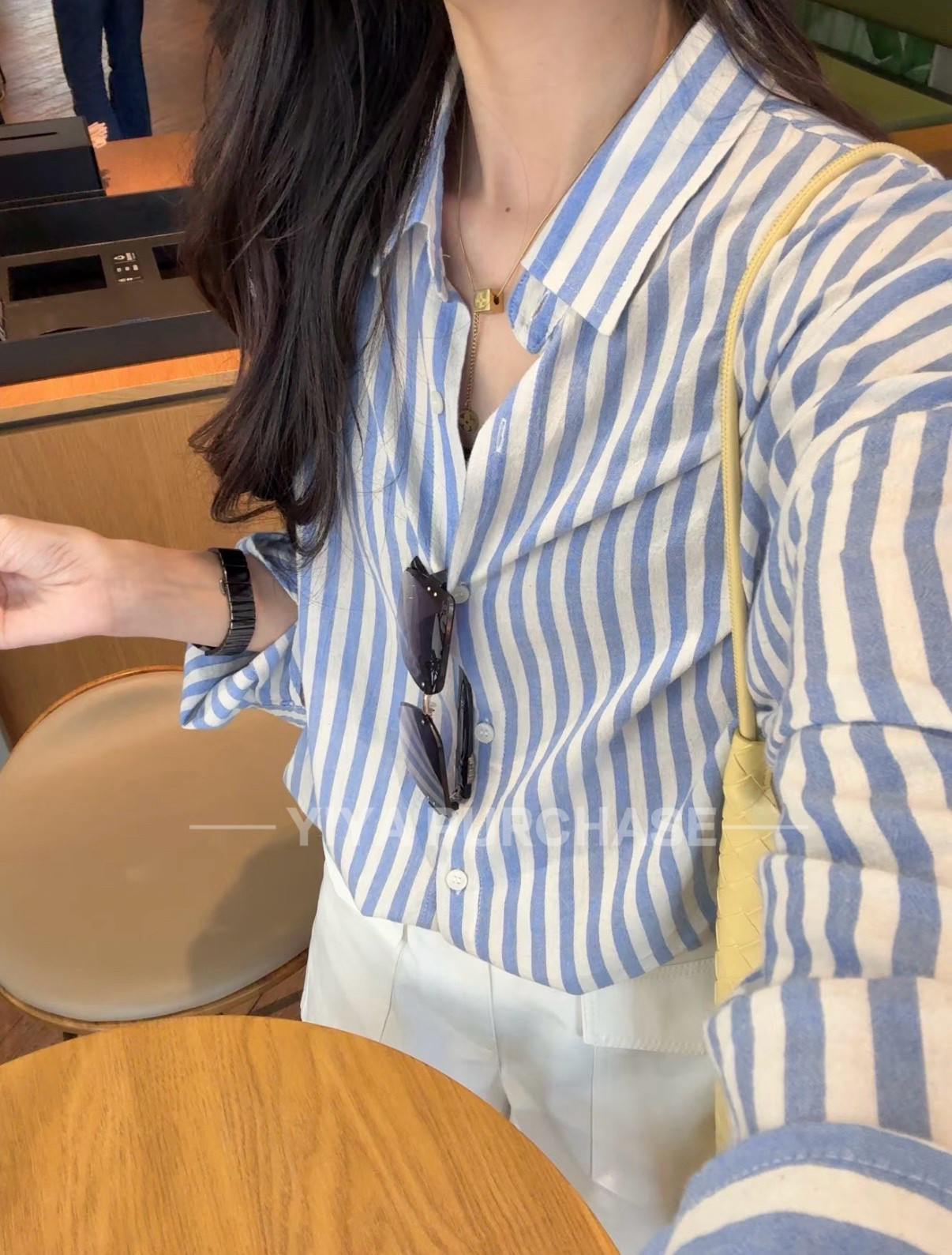 egg韩国东大门2026秋季鸡蛋家原版 通勤风棉麻宽松条纹衬衫上衣女