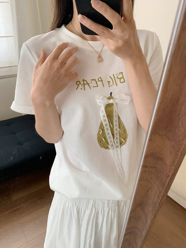 Bon家东大门甜妹风鸭梨钉珠T恤