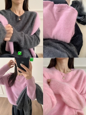 圆领套头宽松型长袖针织衫