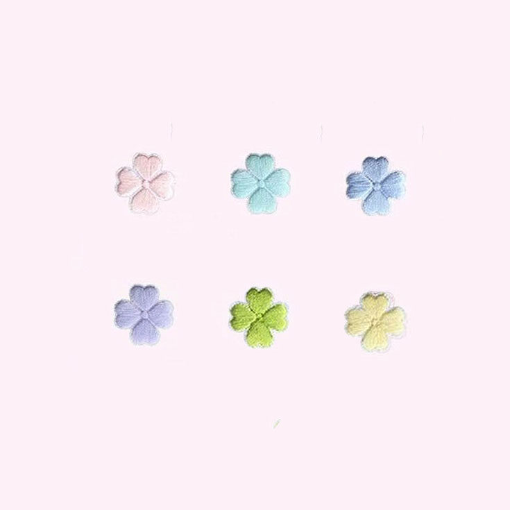 自粘贴】四叶草花朵衣服装饰贴布贴花刺绣幸运草彩色四叶草LUCK贴