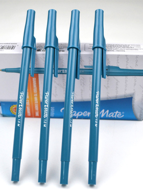 papermate比百美无尘记录笔原子笔 Pber敲击圆珠笔蓝色红色