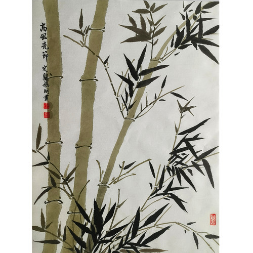 定阐杨明的国画墨竹图，34×46