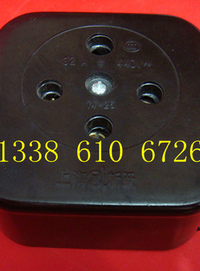 电动机插座 胶木 4*32A 4个脚 圆脚 32A 黑色 3相4线 4X32A