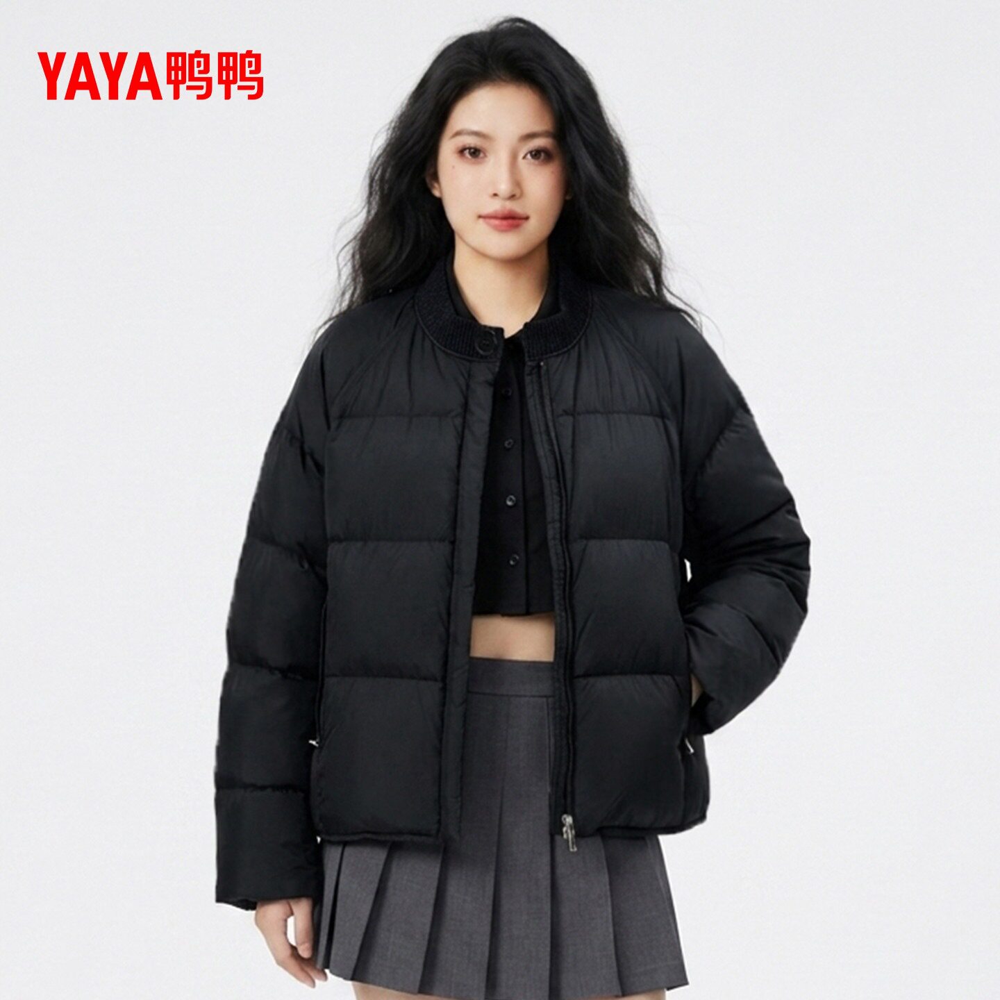 鸭鸭羽绒服2026年冬装新款女装女士时尚百搭休闲保暖短款无帽外套