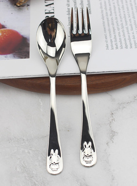 超值出荷兰鼎奢儿童勺 18/10不锈钢高304卡通喂饭勺创意可爱调羹