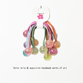 儿童糖果圆球双头发圈高弹力耐用女童球球发绳扎头发皮筋绕绕头绳