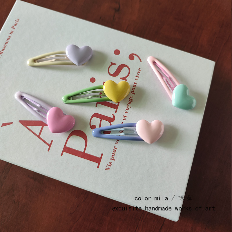 奶油系BB夹小清新爱心彩色边夹