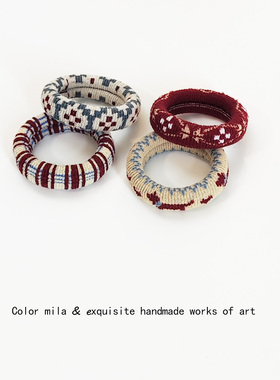 4条装~高弹力加粗毛巾圈发绳秋冬百搭耐用基础皮筋扎马尾头绳发饰