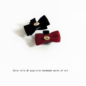 红色蝴蝶结丝绒抓夹女小号可爱法式 少女发夹发抓刘海夹高颅顶发卡