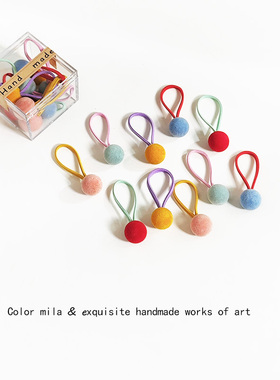 10条装儿童糖果色发绳植绒爱心星星几何发圈头绳胶圈小号皮筋头饰