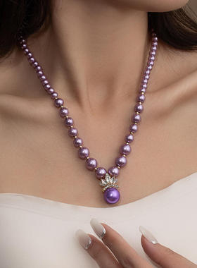 合金男女通用法式奢华紫色水项链