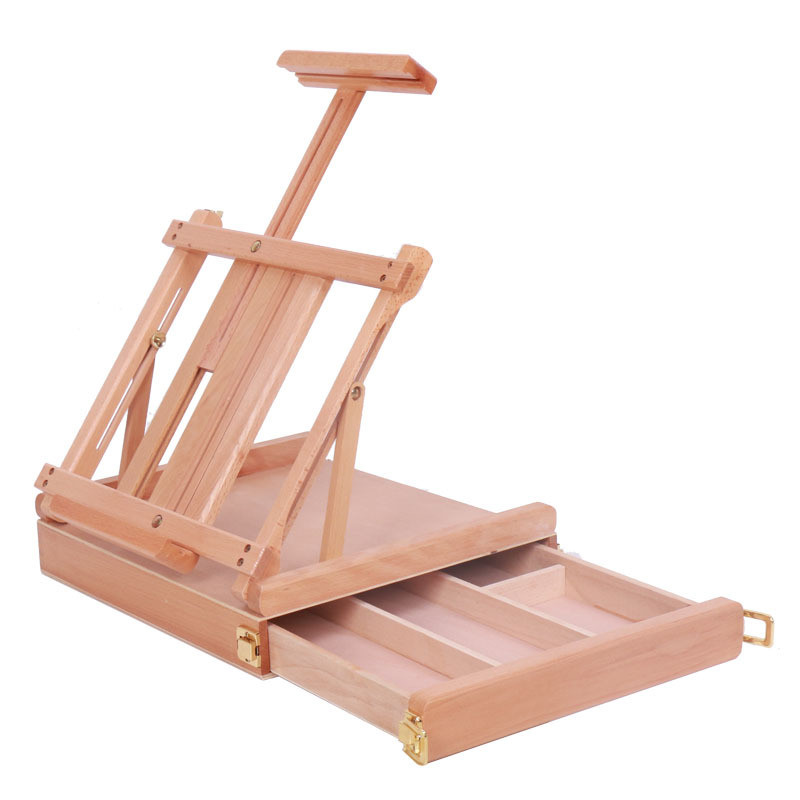 画架桌面台式专用榉木油画支架式收纳多功能折叠木质写生便携画架