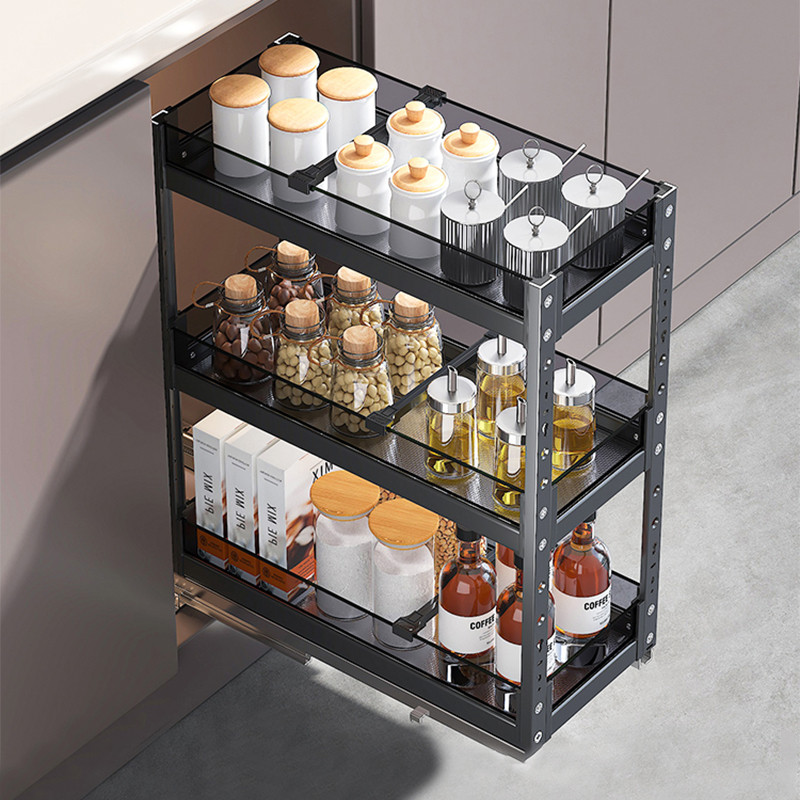 洛班尼厨房调料拉篮橱柜窄柜极窄小尺寸置物架调味拉蓝收纳抽屉式