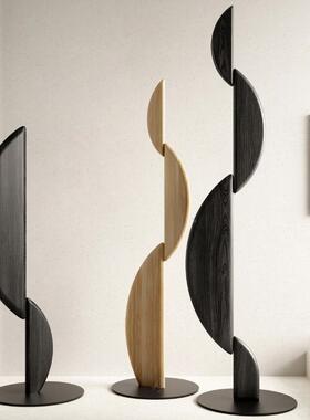 大型木雕摆件落地室内雕塑艺术木质玄关木雕楼梯间创意雕塑装置