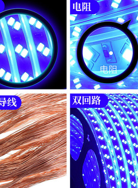 220v蓝色招牌超高亮天花吊顶ktv灯条灯箱装饰长条灯蓝光led灯带