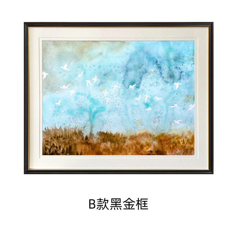 美式抽象田园画卧室壁画电表箱壁画电箱画床头画玄关走廊画