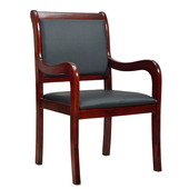 蓝柯 办公椅子高档四脚固定班前椅会议椅洽谈皮革油漆会议椅 中式