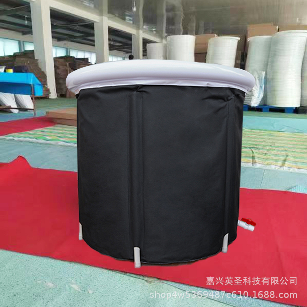 款便携式折叠冰桶成人款加厚PVC充气泡澡桶户外冷热水浴缸