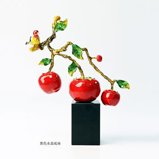 新中式喜柿连连柿子摆件乔迁新居礼品家居客厅电视柜玄关装饰摆件