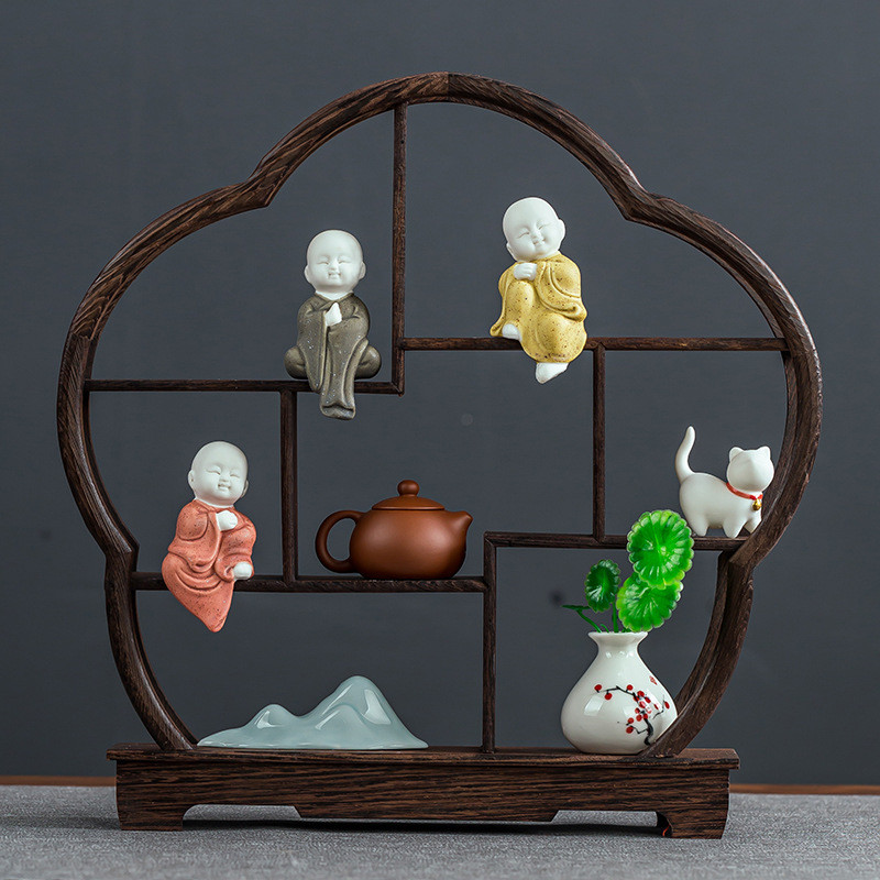 新中式博古架摆件茶桌客厅玄关办公室电视柜书房酒柜家居茶室装饰