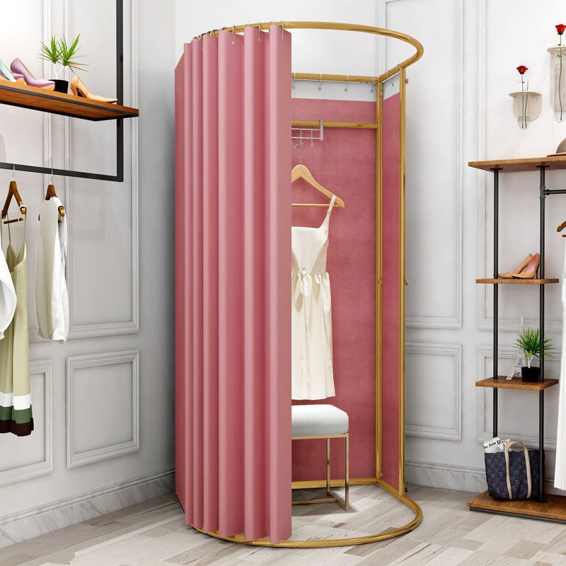 门帘服装店试衣间轨道大半圆移动试衣间落地换衣间商场简易更衣室