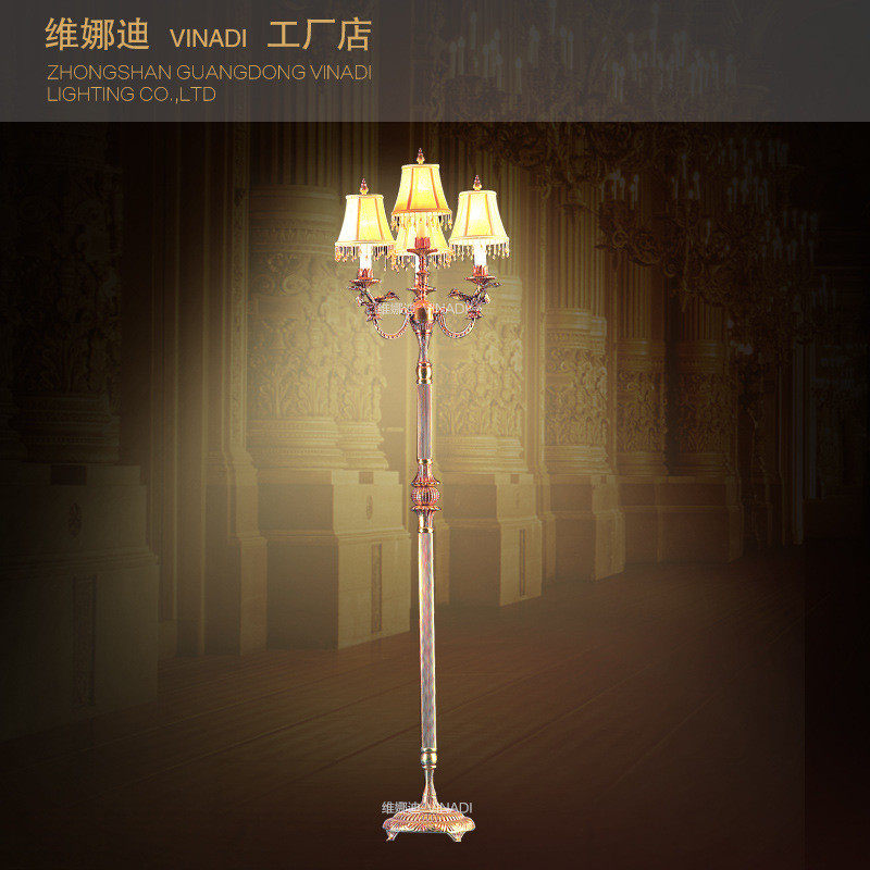 法式复古落地灯客厅美式全铜欧式地灯楼梯坐地灯卧室灯复古