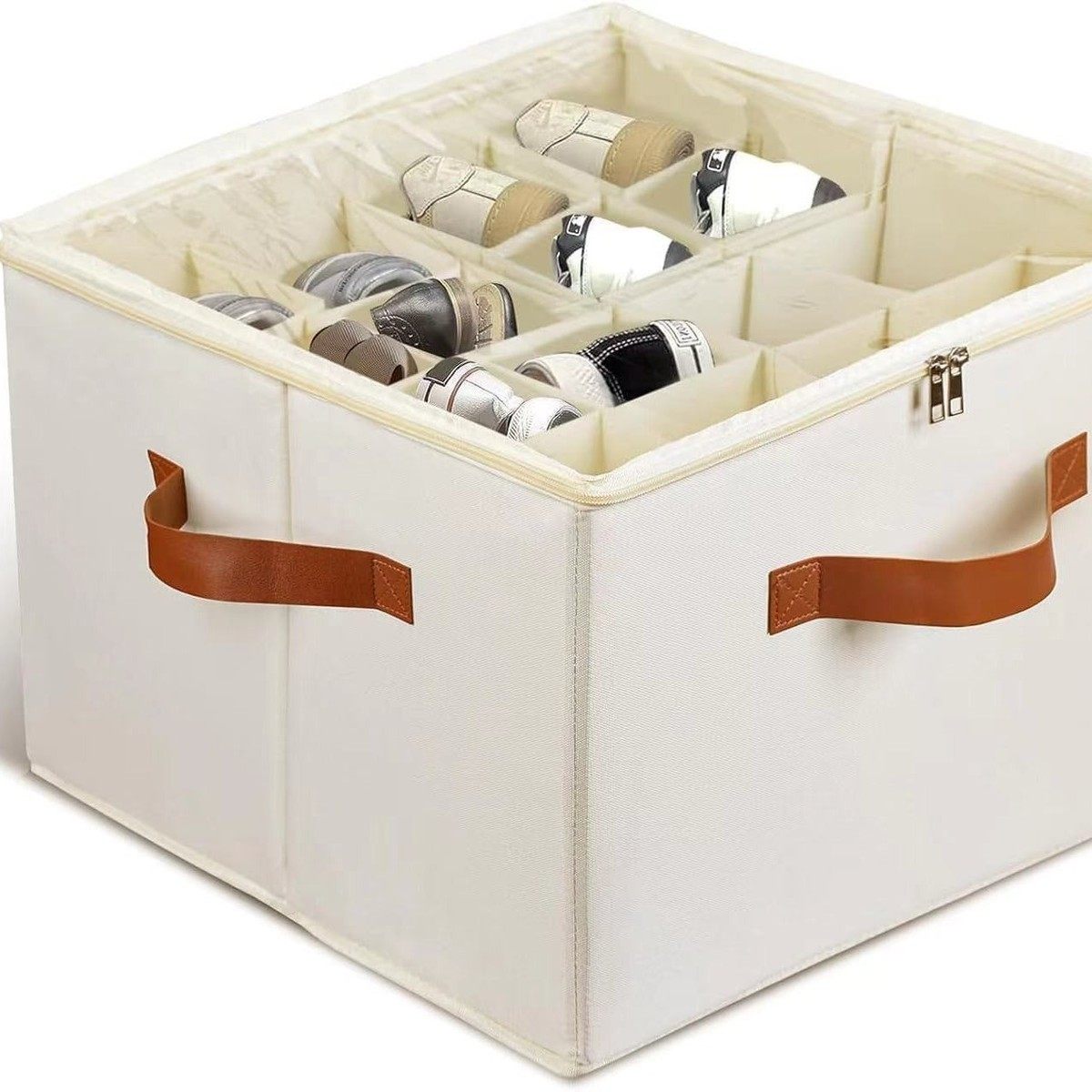 收纳鞋盒布艺可折叠鞋子分格整理收纳盒防尘拉链防潮透明盖储物箱,收纳整理,鞋子收纳架,淘宝优惠券,粉丝福利购,淘宝优惠卷