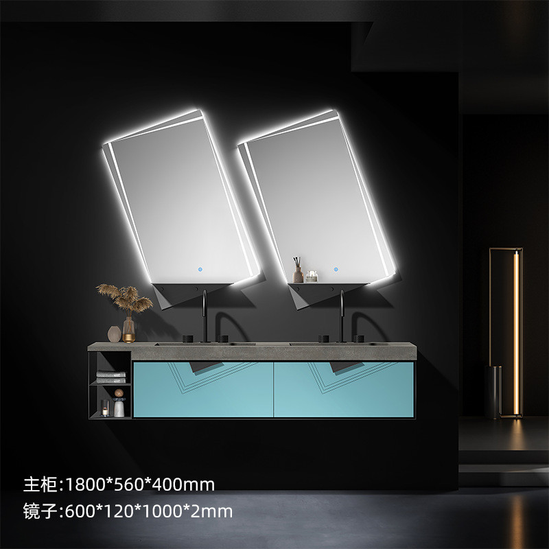 不锈钢岩板无缝陶瓷一体盆浴室柜智能镜组合洗手台洗手洗漱台酒店