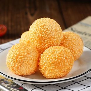 小东北芝麻球豆沙馅空心麻圆速冻速食油炸小吃早点半成品