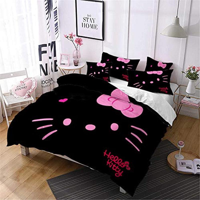 家纺3d印花三件套卡通猫kitty床上用品被套枕套外贸数码批发