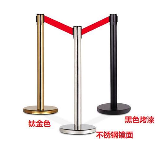 一米线栏杆/大堂和地铁排队栏/可伸缩白钢2米线厂家印logo拉帶柱