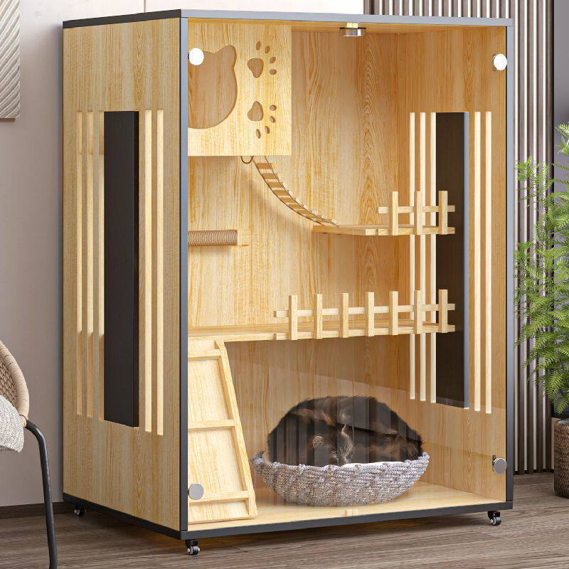 猫别墅实木笼大号豪华笼子屋家用室内猫咪房子猫窝柜