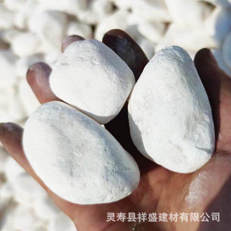 白色鹅卵石园艺小石子多肉白色盆栽庭院园林铺路机制雪花白石头