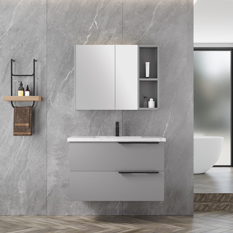 北欧轻奢浴室柜组合智能镜现代简约卫生间实木落地洗脸洗漱洗手台